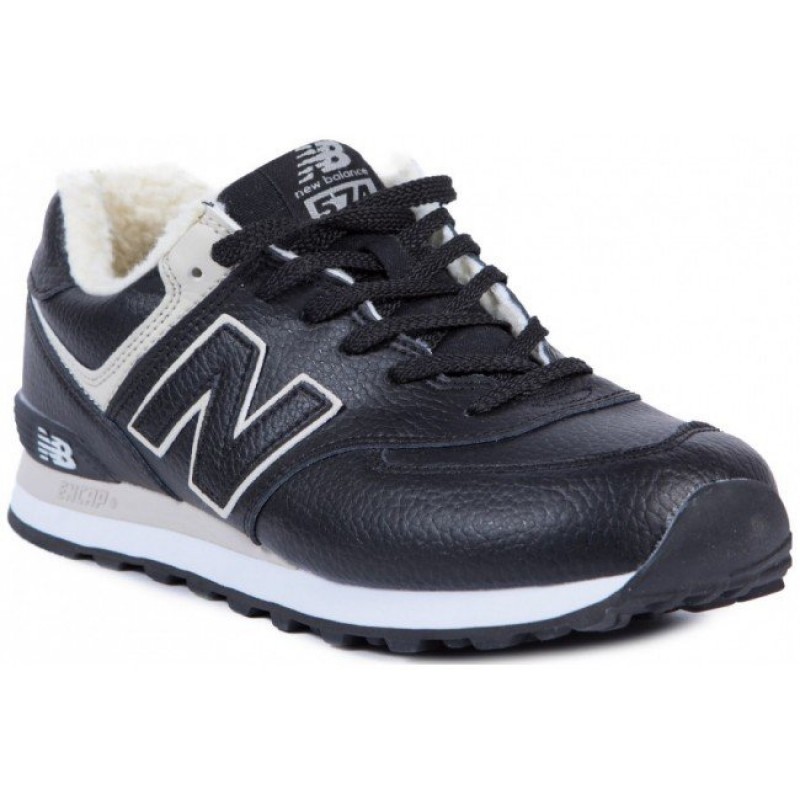 Кроссовки New Balance 574 зимние черно-белые купить в Москве